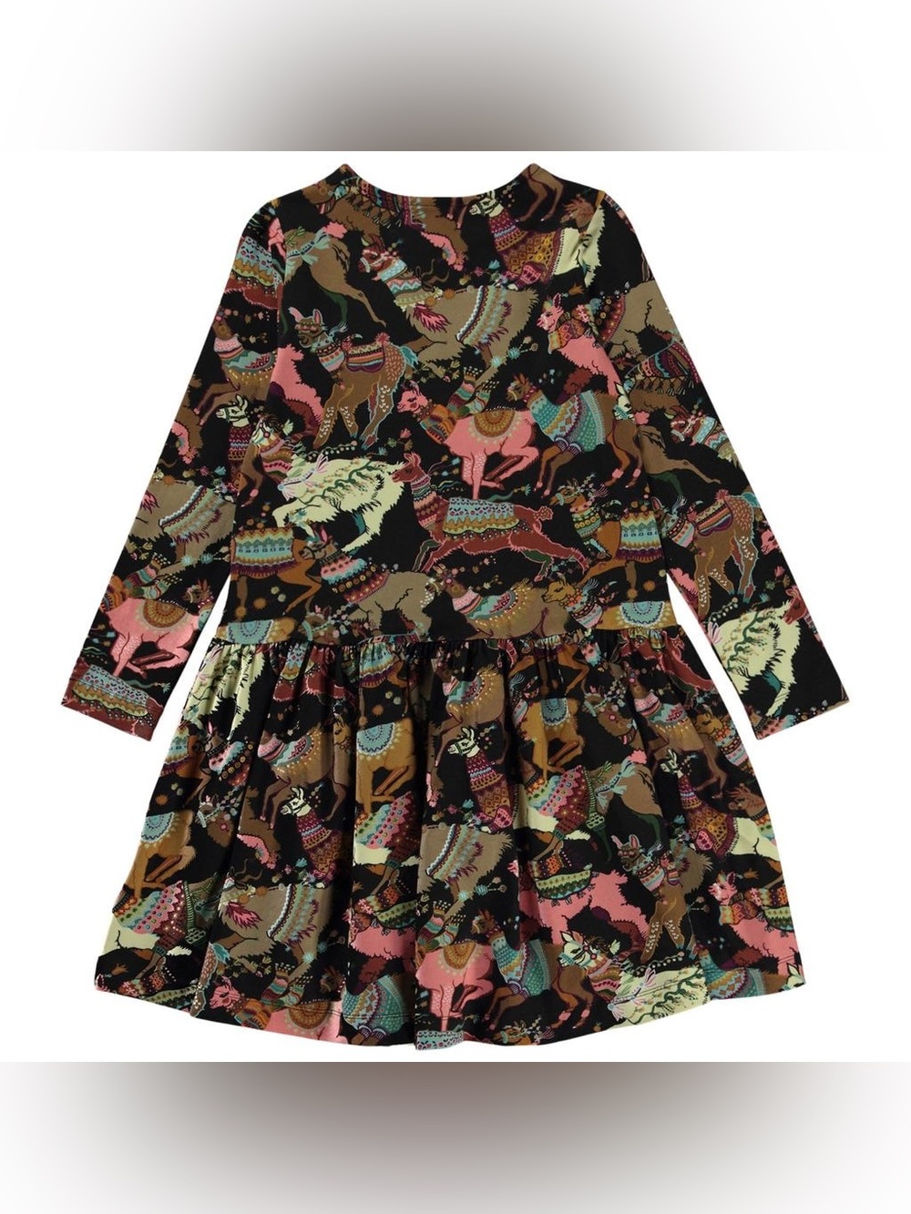 Molo Creola Organic Cotton Llama Joy Long Sleeve Dress Girls Kids Children - Picture 2 of 10